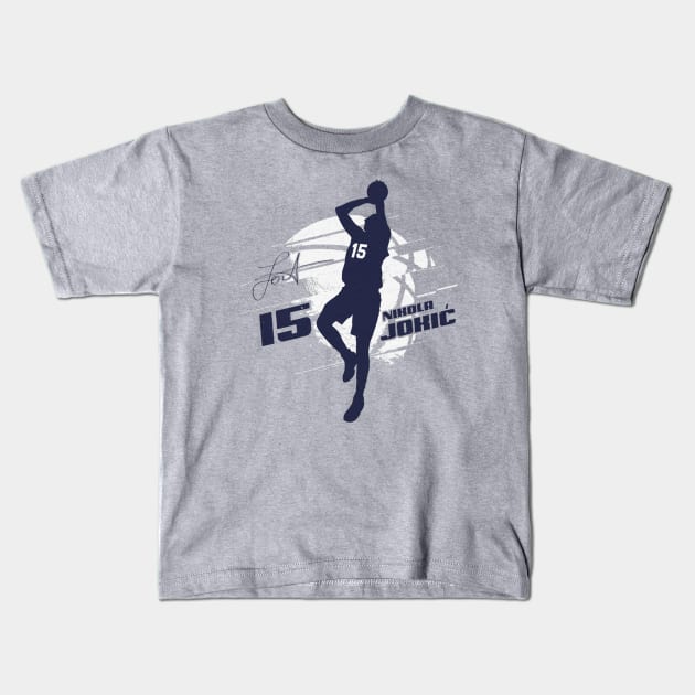 Nikola Jokic Denver Silhouette Kids T-Shirt by danlintonpro